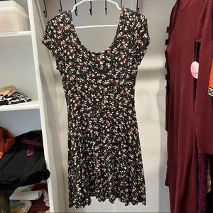 Black floral mini dress